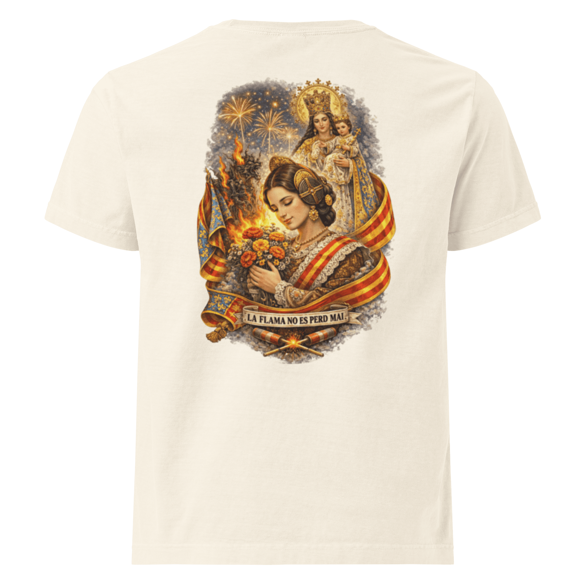 unisex-oversized-garment-dyed-t-shirt-vintage-white-back-697e089ec25fb Camiseta Oversize BubbaClothes – La flama no es perd mai