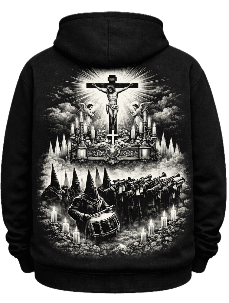 ChatGPT Image 18 feb 2026, 08_51_27 Sudadera Cofrade Cristo y Banda Negra – Edición Devoción