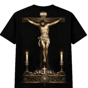 ChatGPT Image 18 feb 2026, 09_22_36 Camiseta Cofrade Cristo Crucificado Negra – BubbaClothes