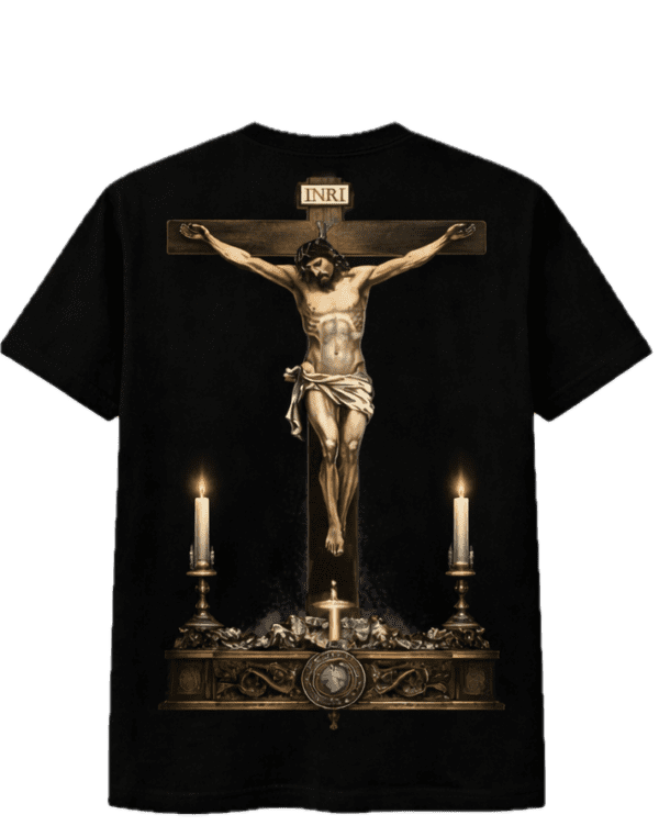 ChatGPT Image 18 feb 2026, 09_22_36 Camiseta Cofrade Cristo Crucificado Negra – BubbaClothes