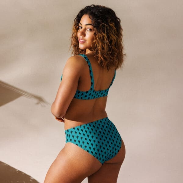Blue Static – Bikini reciclado de cintura alta