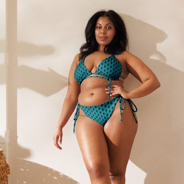 Blue Static – Bikini reciclado con tiras Premi